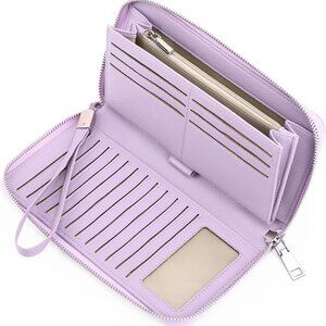 Womens Wallet RFID Blocking Leather Zip Around Wallet Large Capacity Long Purse